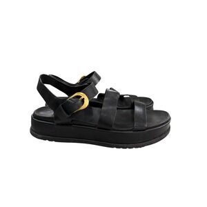 27 Edit Naturalizer Zizi Black Platform Strappy Sandals Gold Buckle Womens 9.5M